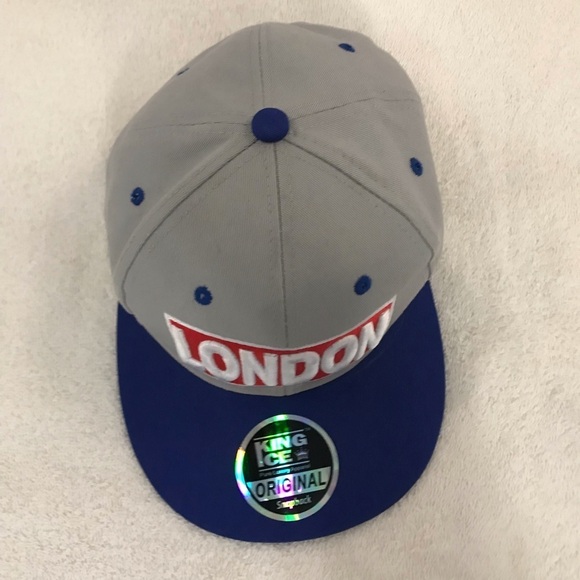 King Ice for London England Grey & Blue SnapBack Adjustable Travel & Ball Cap - Picture 11 of 16